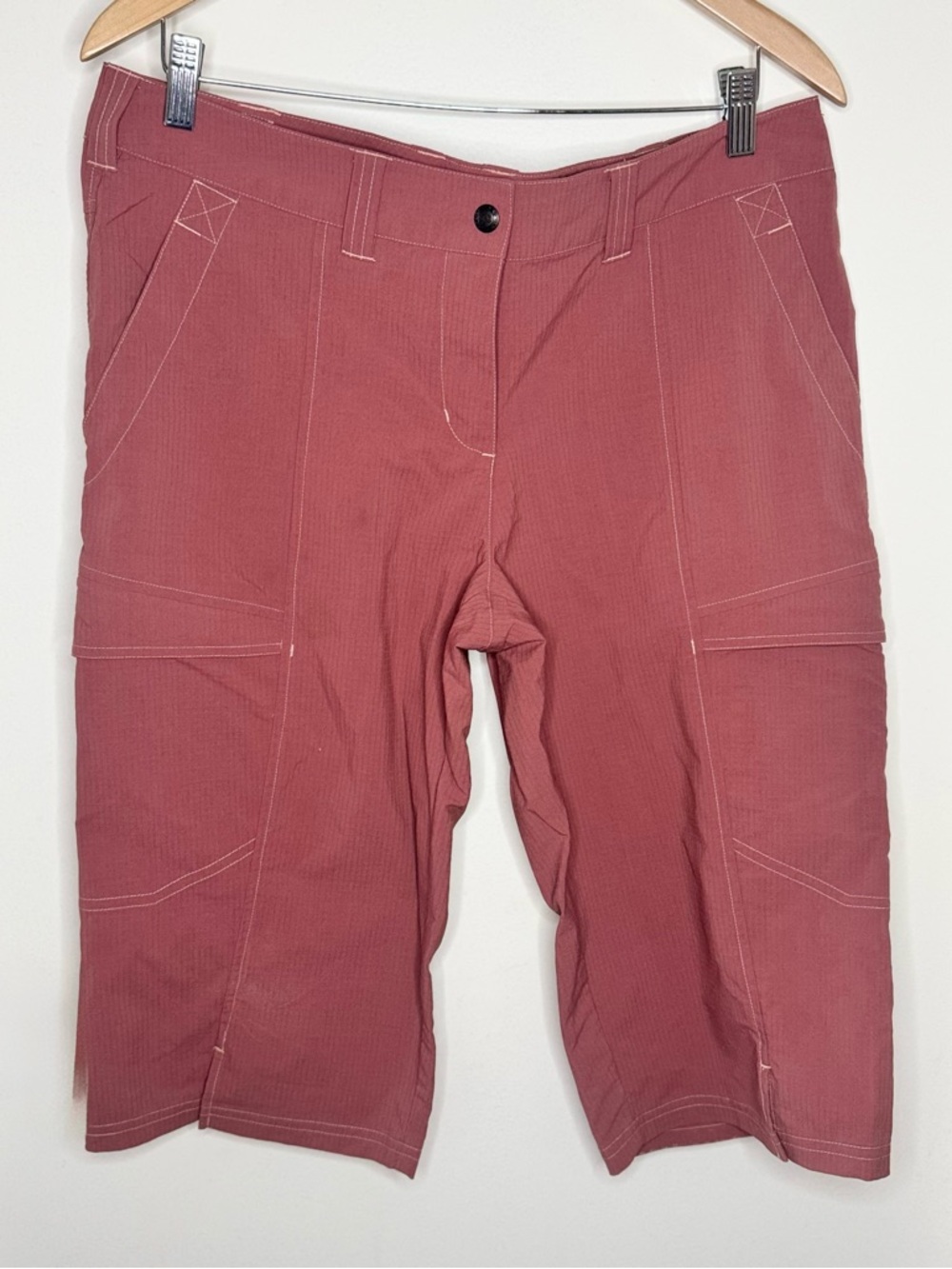 EXOFFICIO Pink Cargo Capri Pants Women’s 12 Outdoor Active Pockets Hiking Large